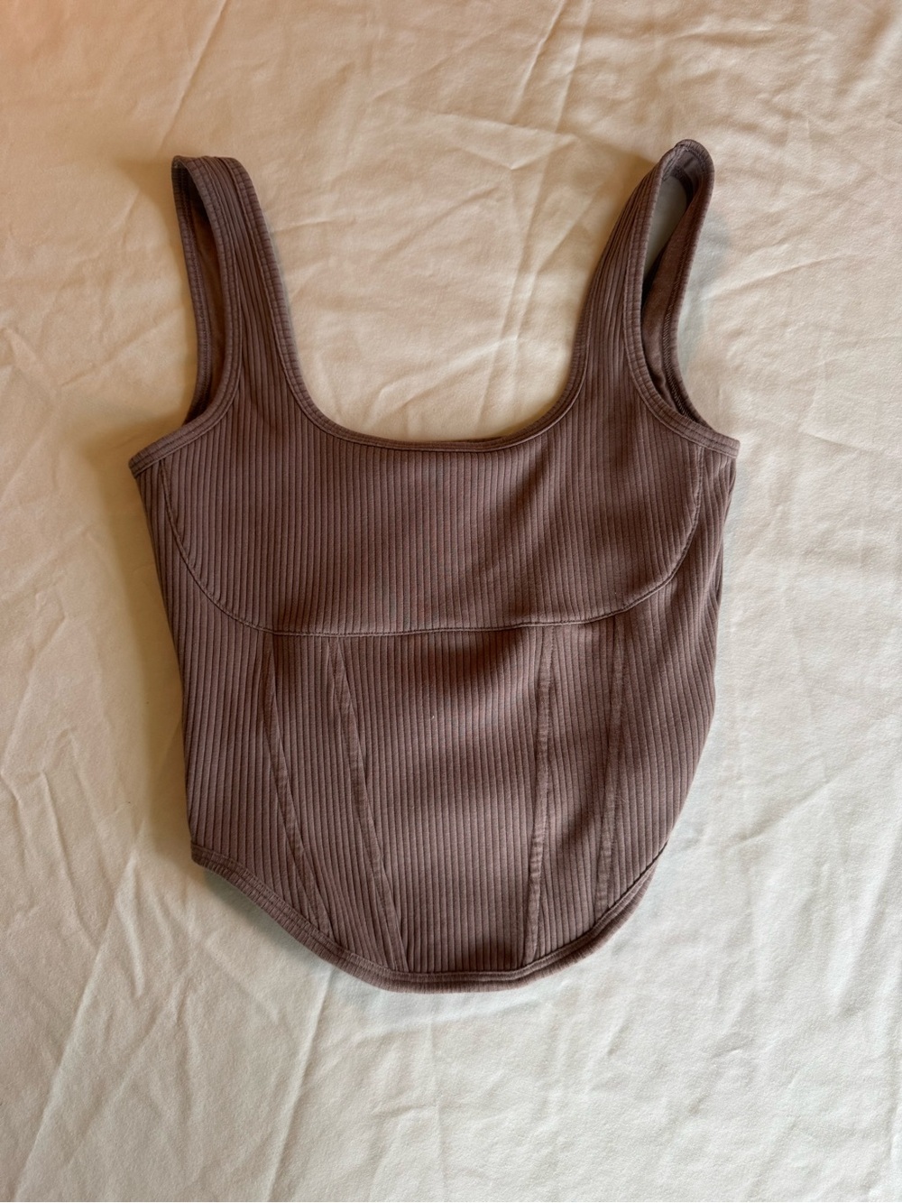 PINK Ribbed Bodysuit in Brown/grey Like New